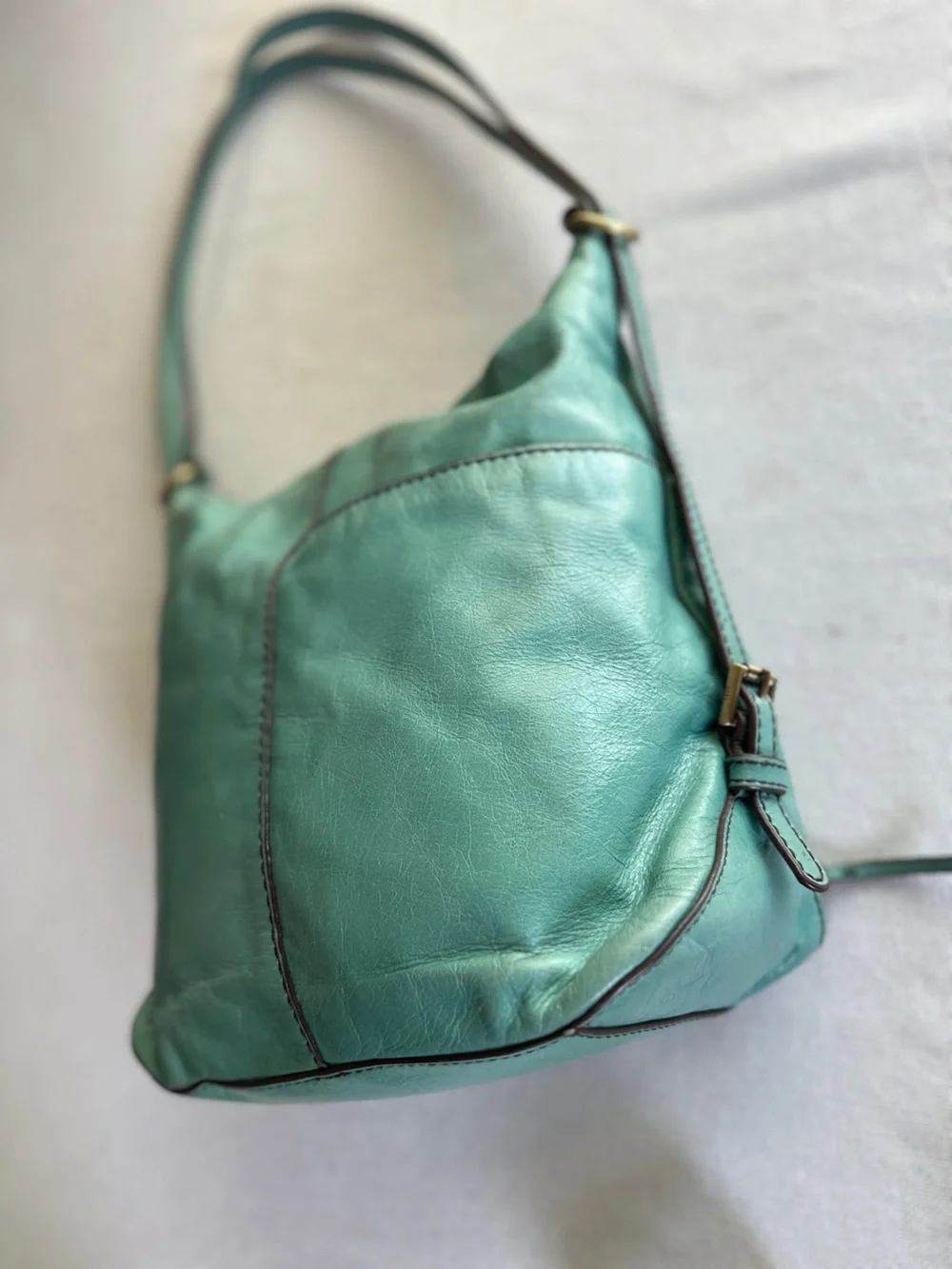 HOBO Verse Leather Convertible Backpack Shoulder Bag in Seafoam